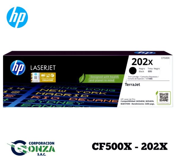 TONER HP CF500X (202X) NEGRO- LJ PRO M254,M281fdn - 3.200 KPGS