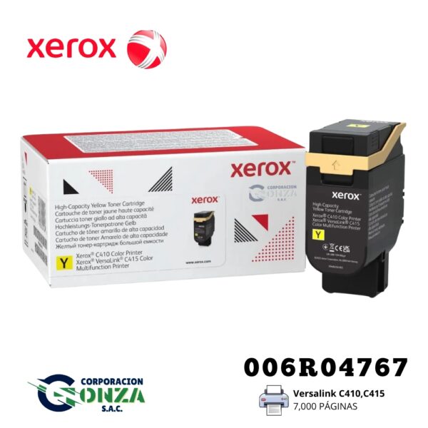 Tóner Xerox 006R04767 Amarillo Alta Capacidad (7K) para VersaLink C415 / C410 | Corporación Gonza SAC