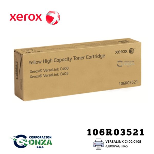 Tóner Xerox 106R03521 Amarillo Alta Capacidad (4.8K) para VersaLink C400 C405